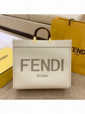 Fendi  Sunshine Shopper Tote Bag 40cm Calfskin Leather Fall/Winter Collection,  White